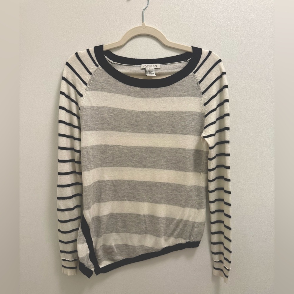 Jamison Striped Gray and Black Sweater Size Small Excellent condition